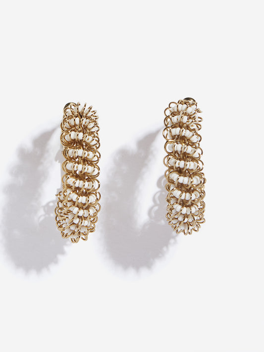 Westside Accessories Gold Bead Design Hoop Earrings