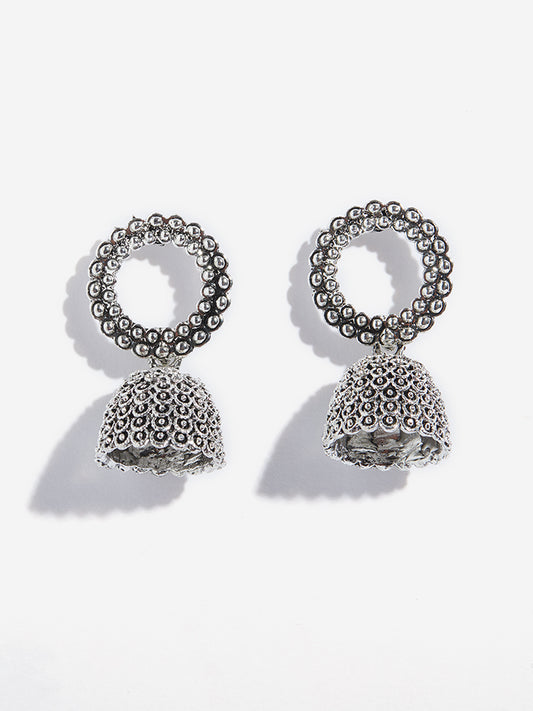Westside Accessories Silver Textured Jhumka Earrings