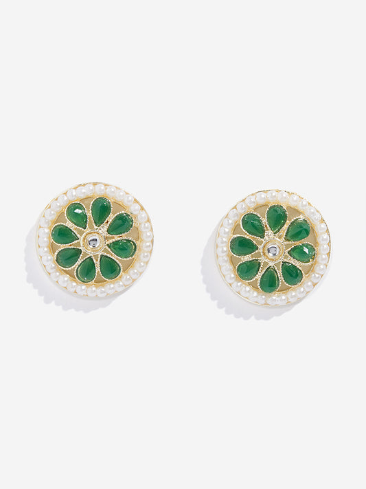 Westside Accessories Dark Green Bead Design Stud Earrings