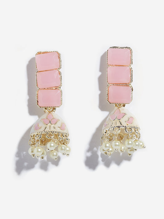 Westside Accessories Pink Jhumka Earrings