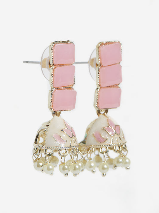 Westside Accessories Pink Jhumka Earrings