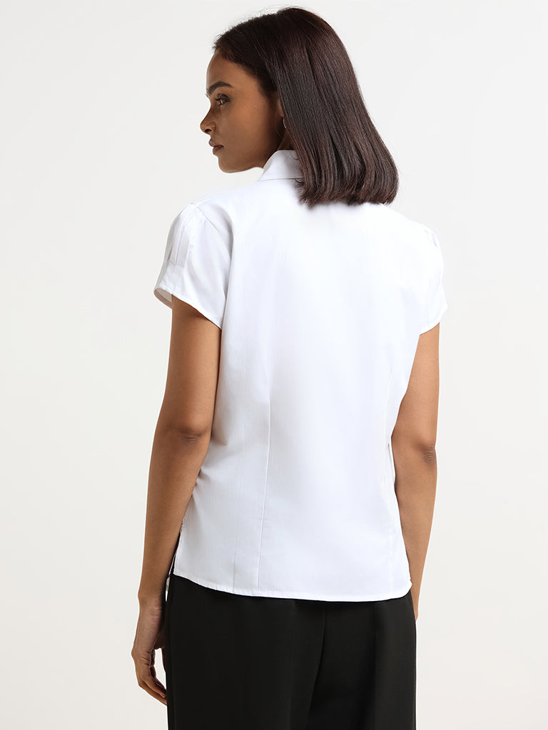 Wardrobe White Collared Cotton Shirt