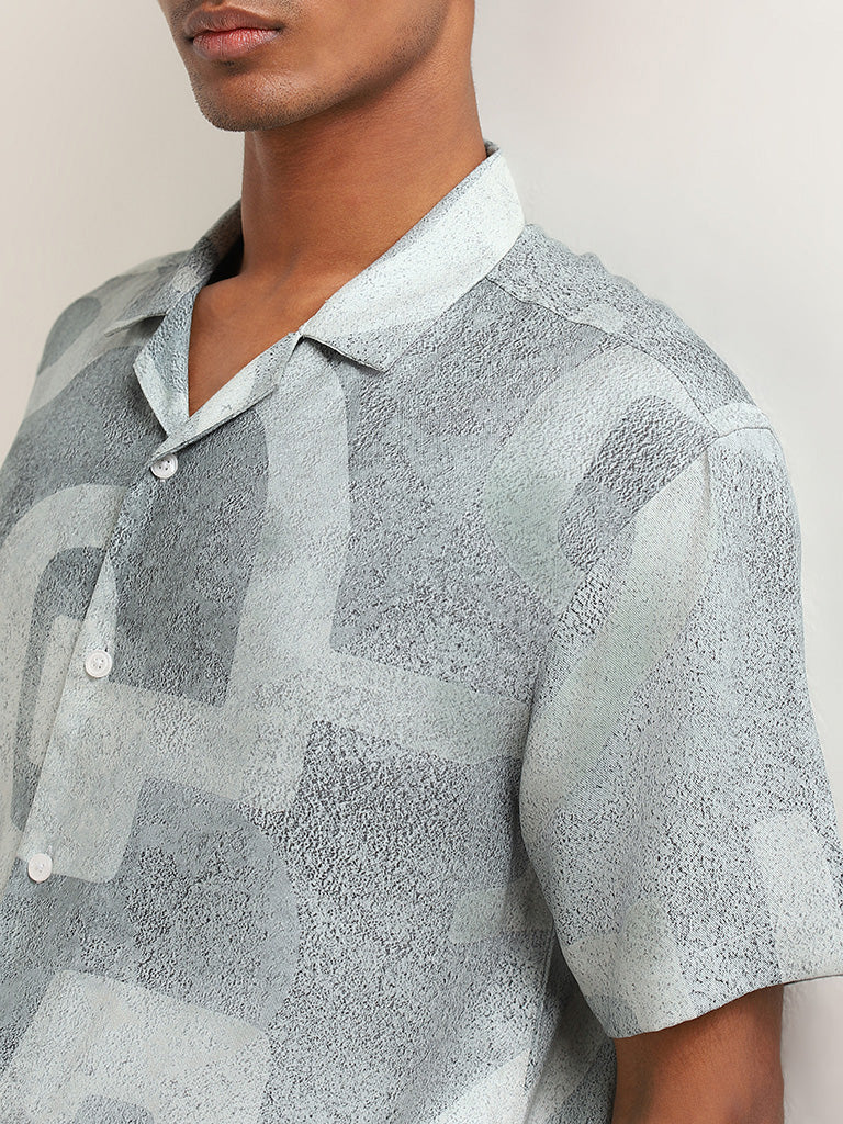 Nuon Blue Relaxed Fit Printed Shirt