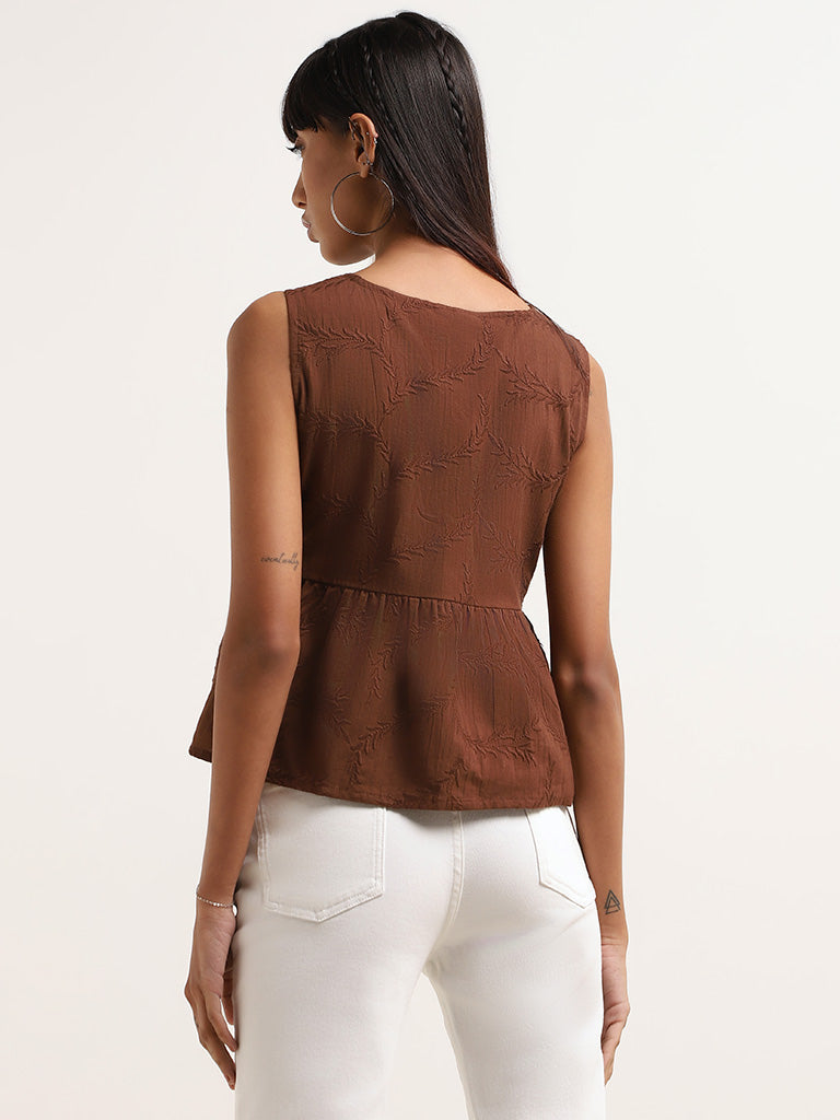 Bombay Paisley Brown Embroidered Top