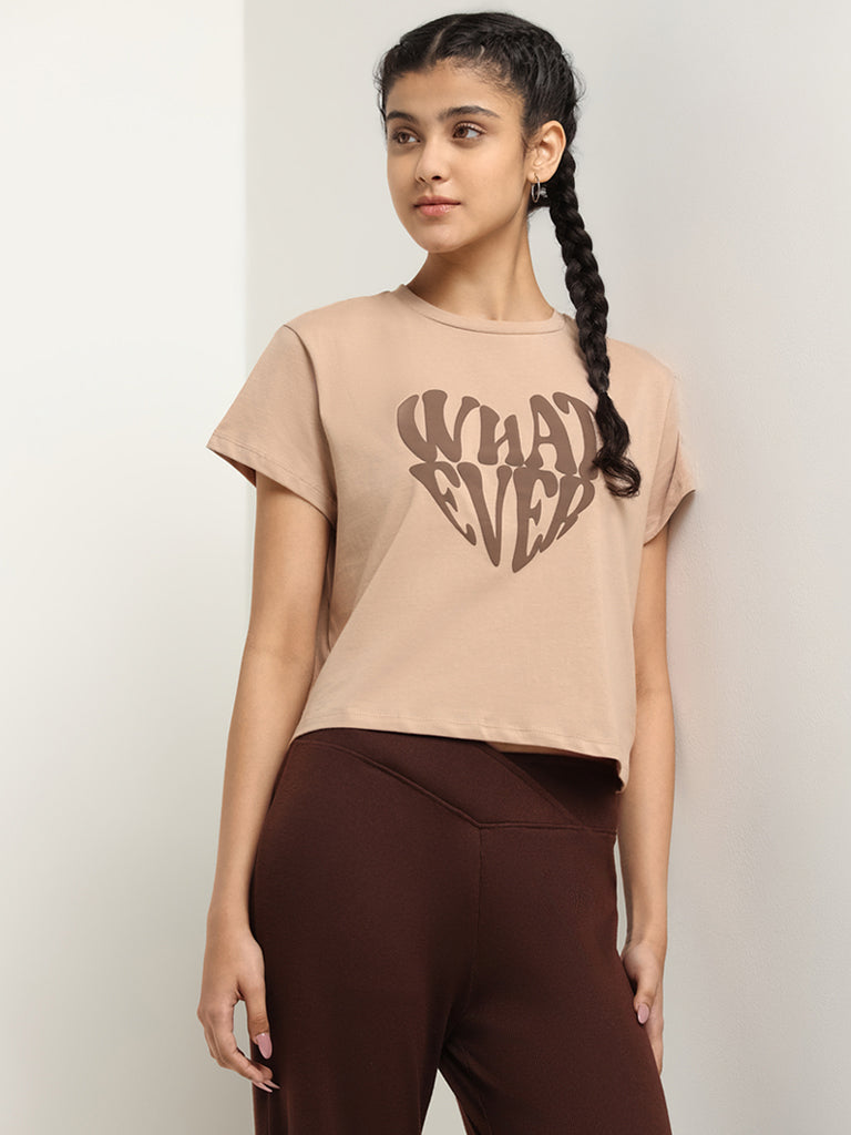 Superstar Beige Graphic Print Cotton T-Shirt