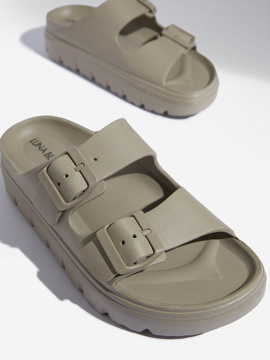 LUNA BLU Beige Multi-Strap Comfort Sandals