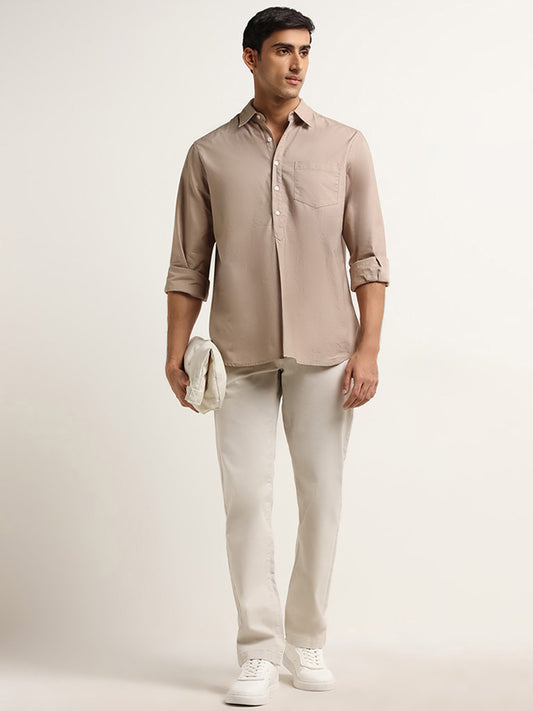 WES Casuals Beige Relaxed Fit Shirt