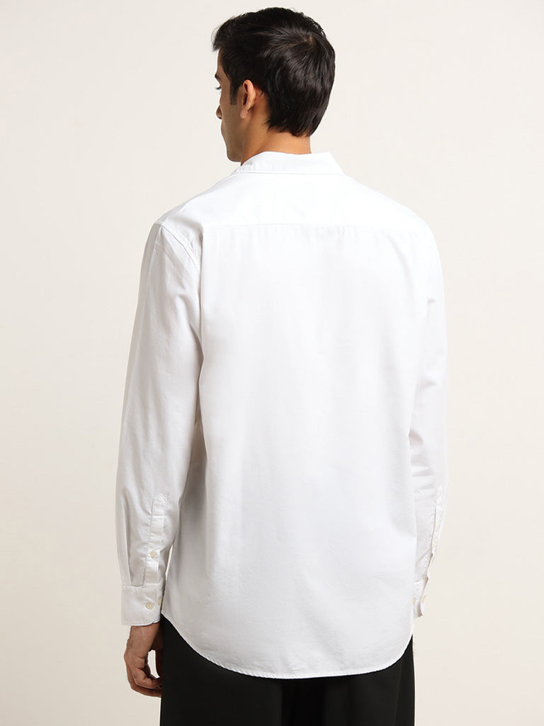 WES Casuals White Cotton Relaxed Fit Shirt