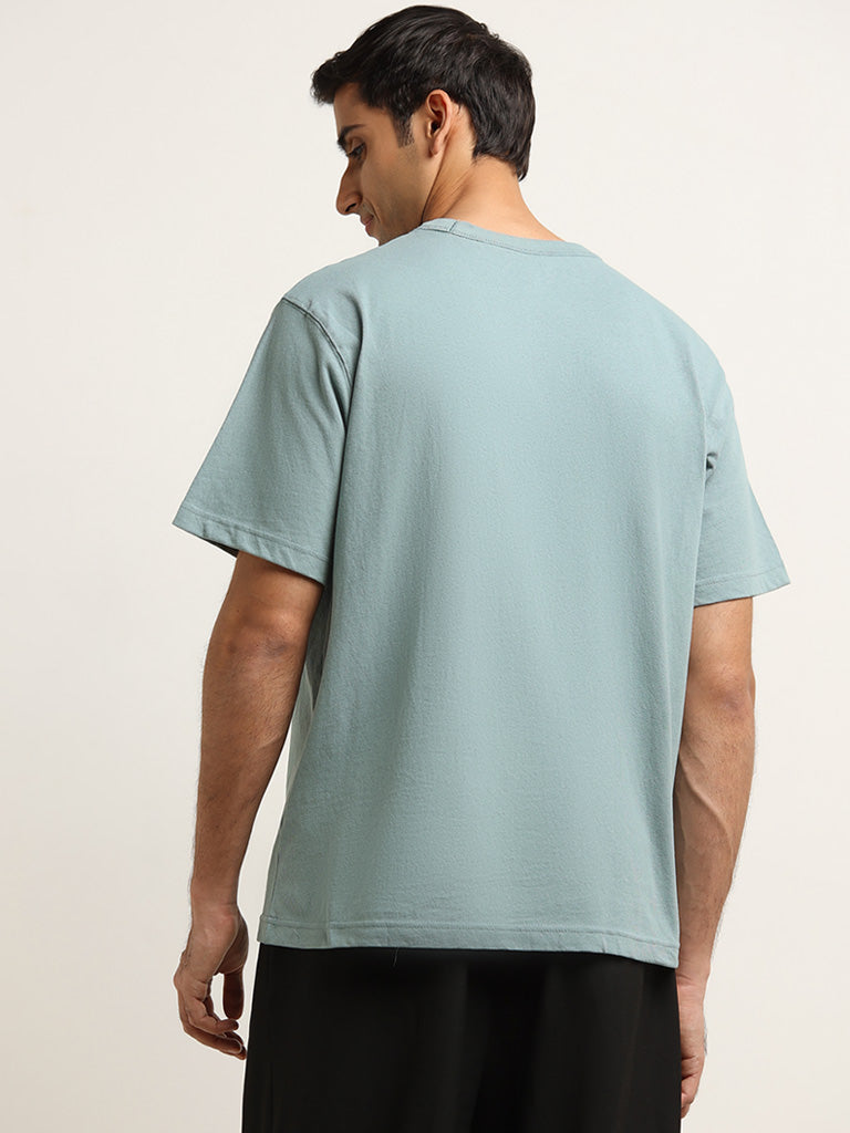 WES Casuals Light Teal Relaxed Fit T-Shirt