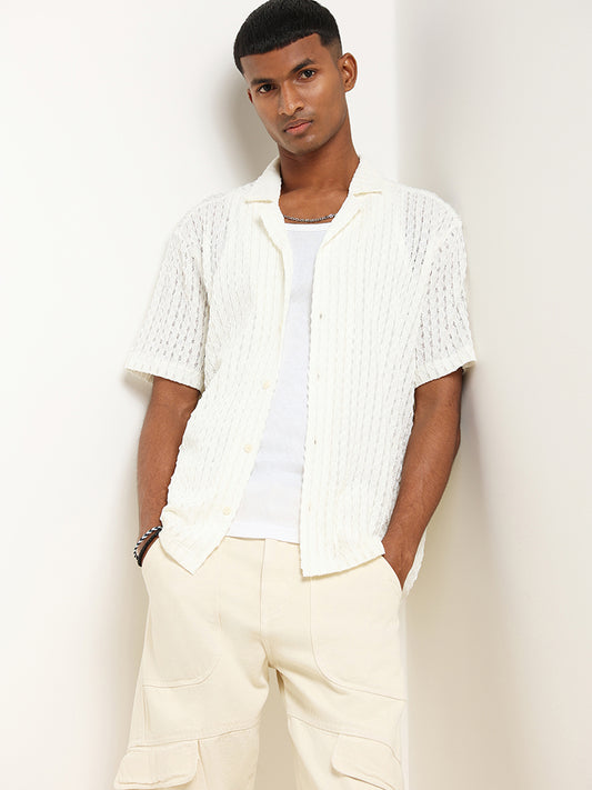 Nuon Off-White Relaxed Fit Shirt