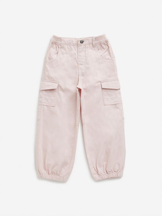 HOP Kids Light Pink Cargo-Style Mid Rise Joggers