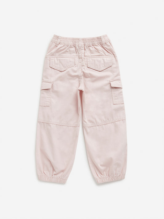HOP Kids Light Pink Cargo-Style Mid Rise Joggers