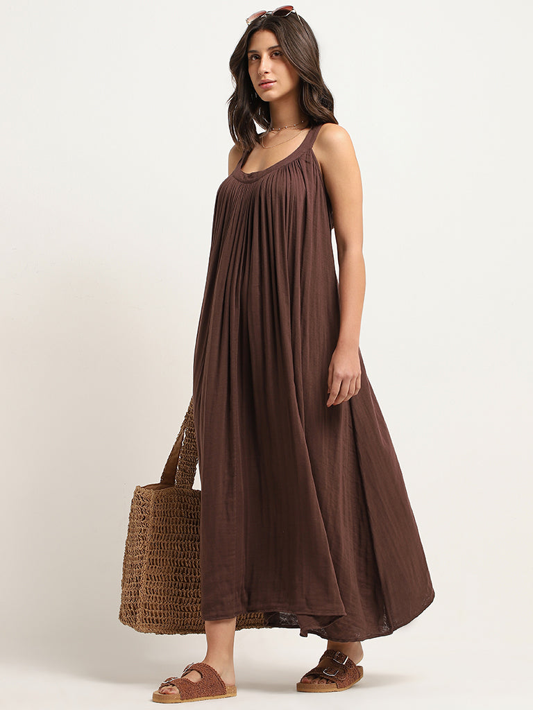 Wunderlove Brown Cotton Maxi Dress