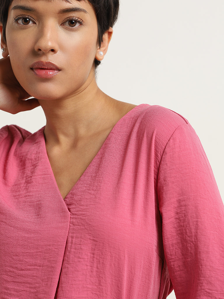Wardrobe Pink Self-Pattern Top