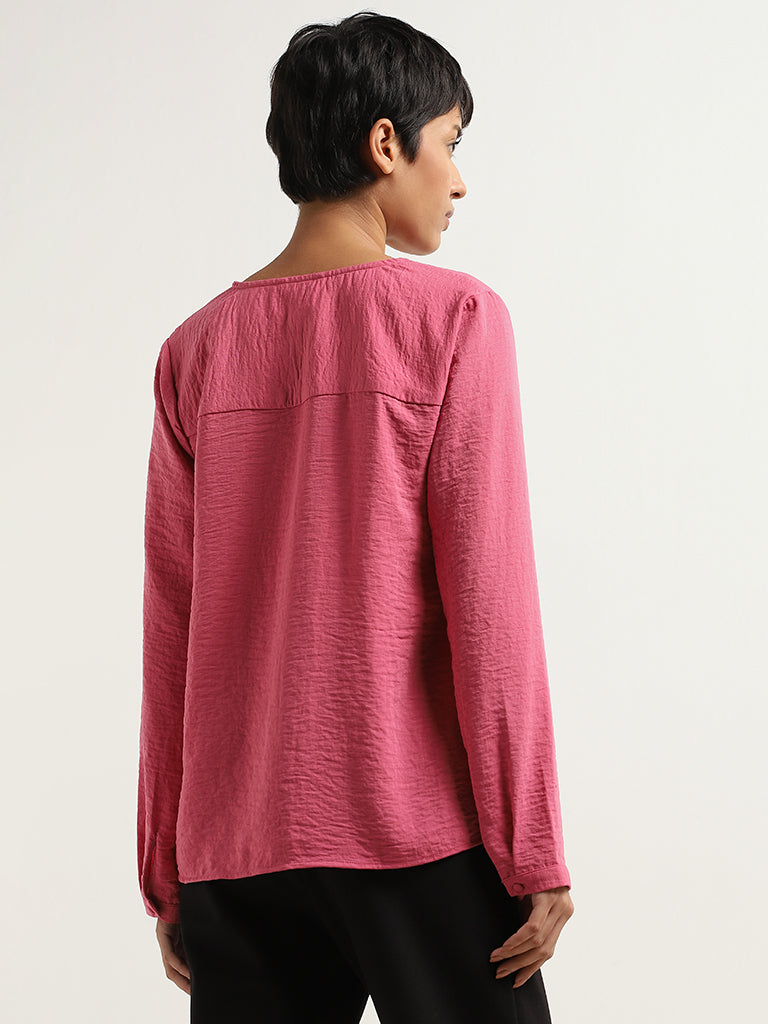 Wardrobe Pink Self-Pattern Top