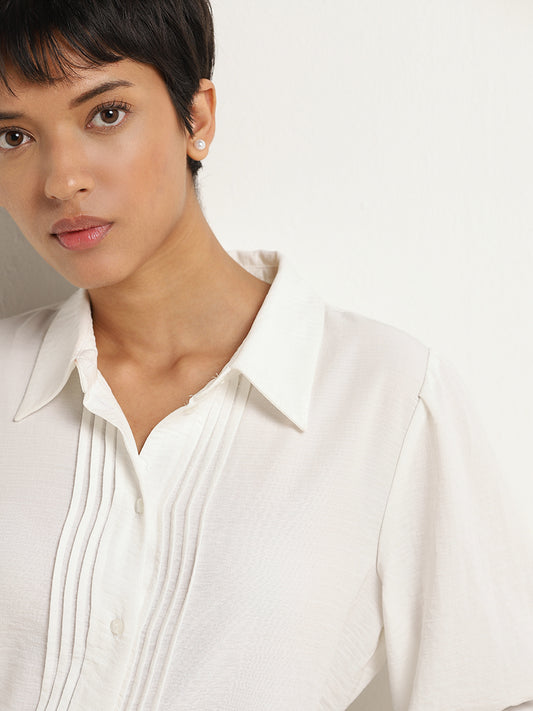 Wardrobe White Pin-Tuck Shirt