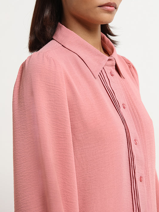 Wardrobe Pink Pintuck Shirt