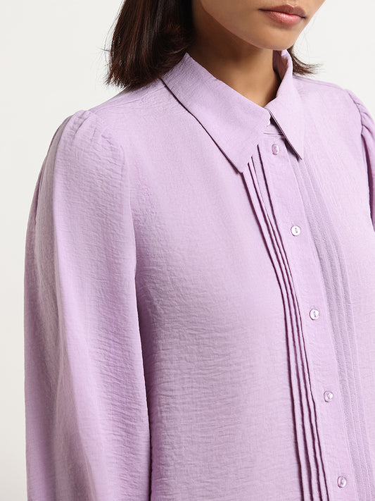 Wardrobe Lavender Pintuck Shirt