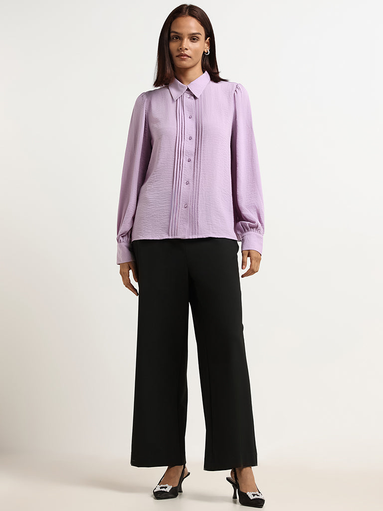 Wardrobe Lavender Pintuck Shirt