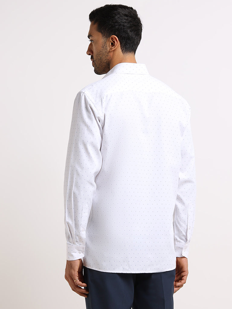 WES Formals White Printed Relaxed Fit Shirt
