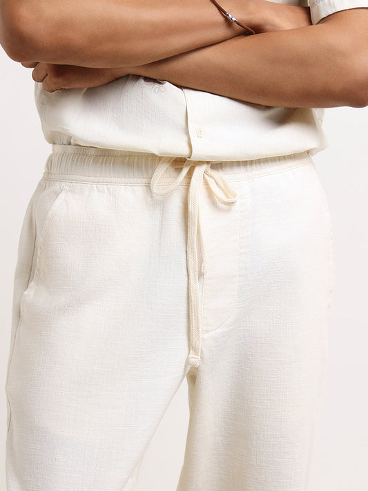 ETA Cream Mid-Rise Cotton Relaxed Fit Chinos