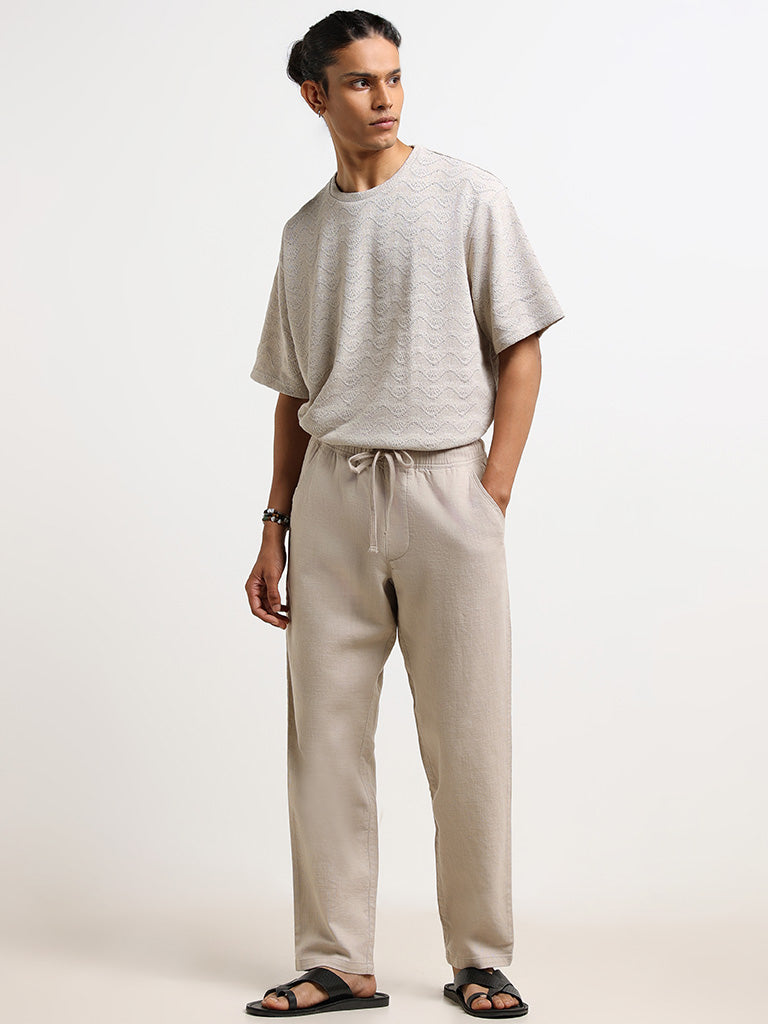 ETA Beige Mid-Rise Cotton Relaxed Fit Chinos