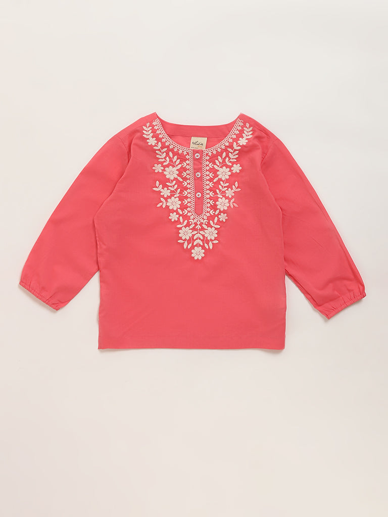 Utsa Kids Pink Embroidered Design Kurti (8 -14yrs)