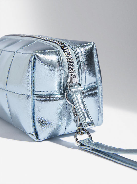 Studiowest Blue Metallic Quilted Pouch