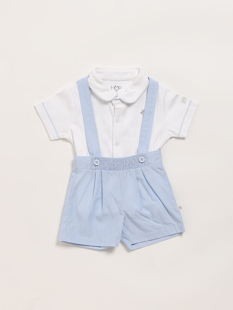 HOP Baby Blue T-Shirt with Dungaree Set