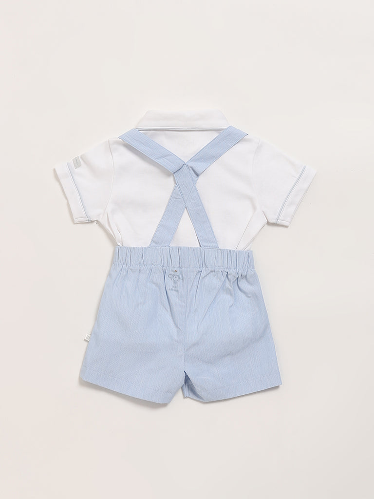 HOP Baby Blue T-Shirt with Dungaree Set