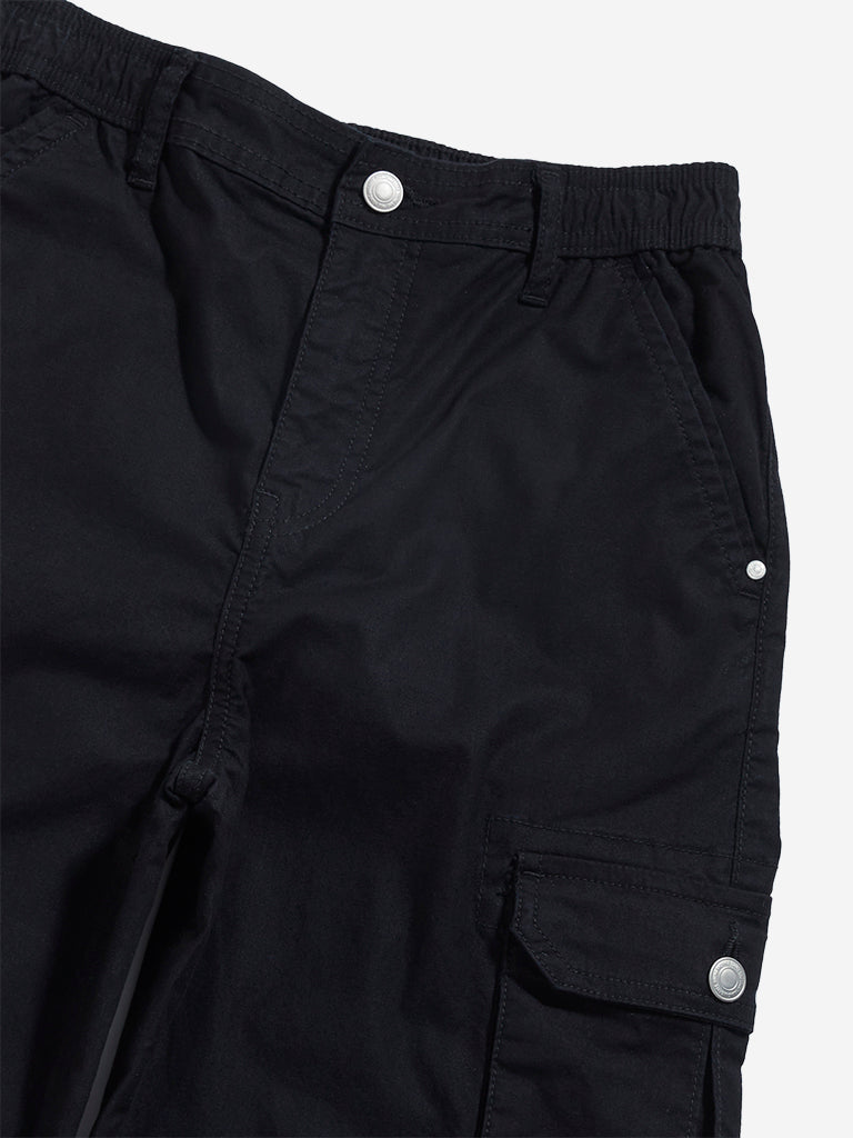 Y&F Kids Black Cargo Mid Rise Trousers