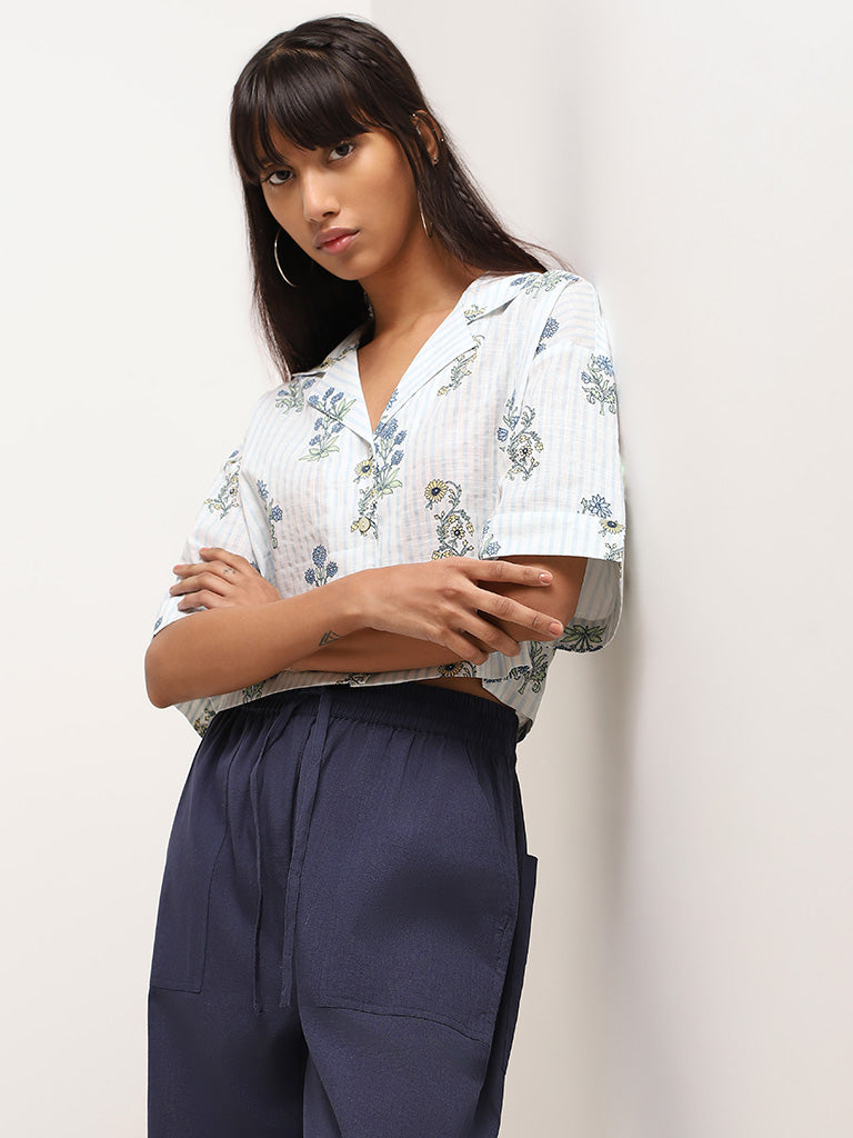 Bombay Paisley White Floral Crop Shirt