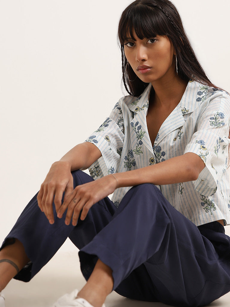 Bombay Paisley White Floral Crop Shirt