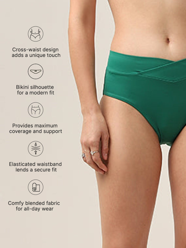 Wunderlove Green Cross-Waist Bikini Brief