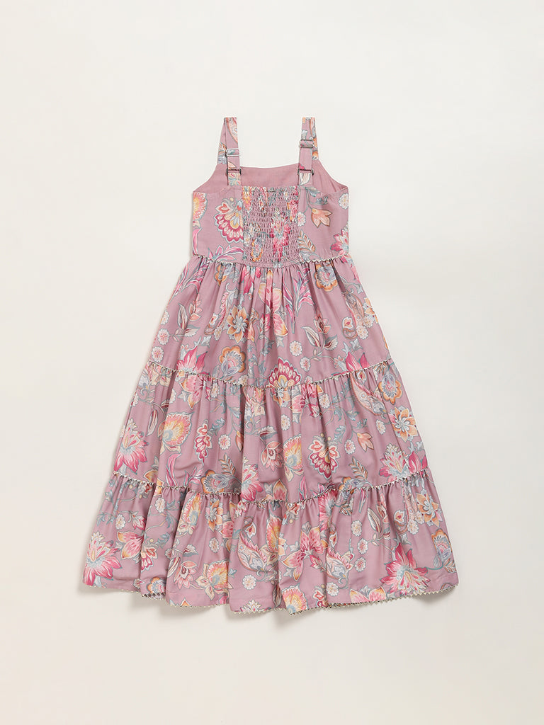 Utsa Kids Lilac Strappy Printed Dress (2 - 8yrs)