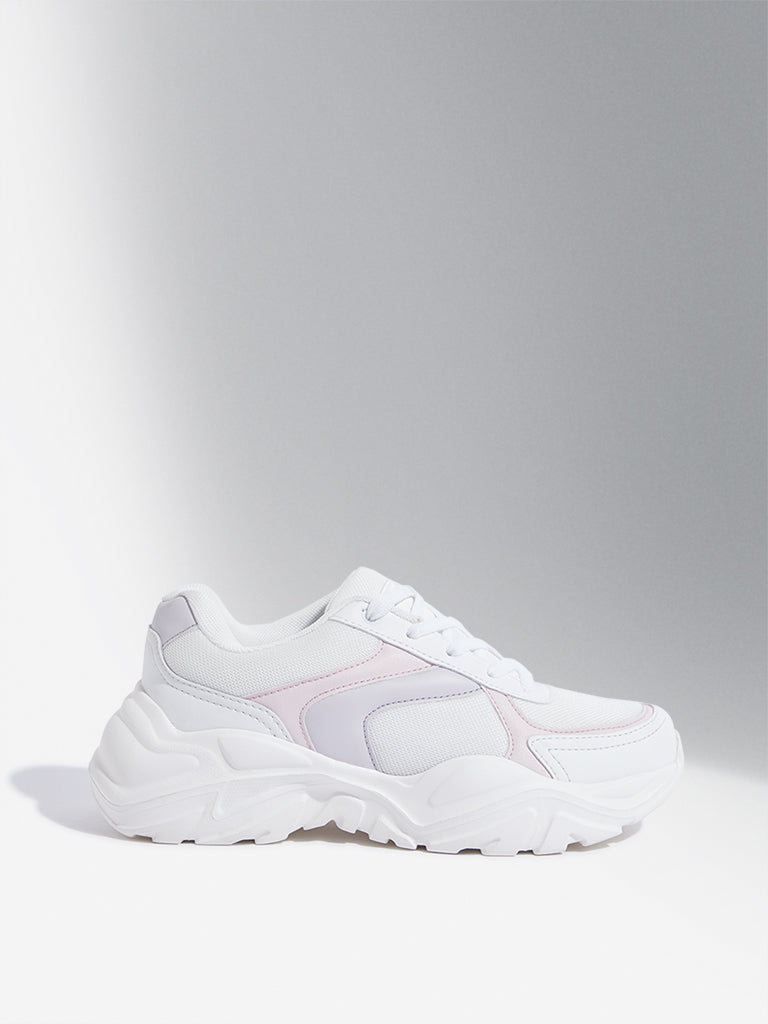 Westside LUNA BLU Women's  Multicolour Colour-Blocked Chunky Sneakers for Casual Wear Side View