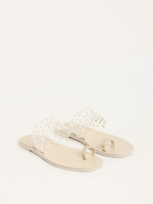 LUNA BLU Ivory Pearl Embellished Sandals