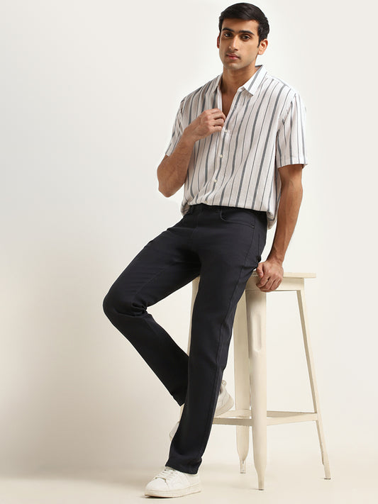 Ascot Navy Straight Mid-Rise Jeans