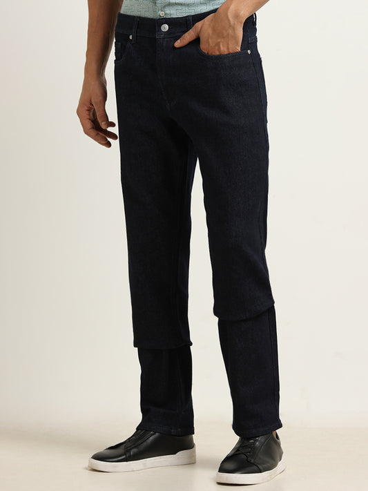 Ascot Navy Mid Rise Relaxed Fit Jeans