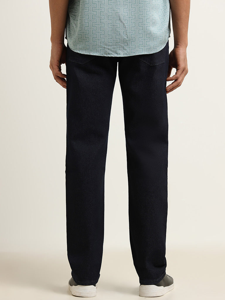 Ascot Navy Mid Rise Relaxed Fit Jeans