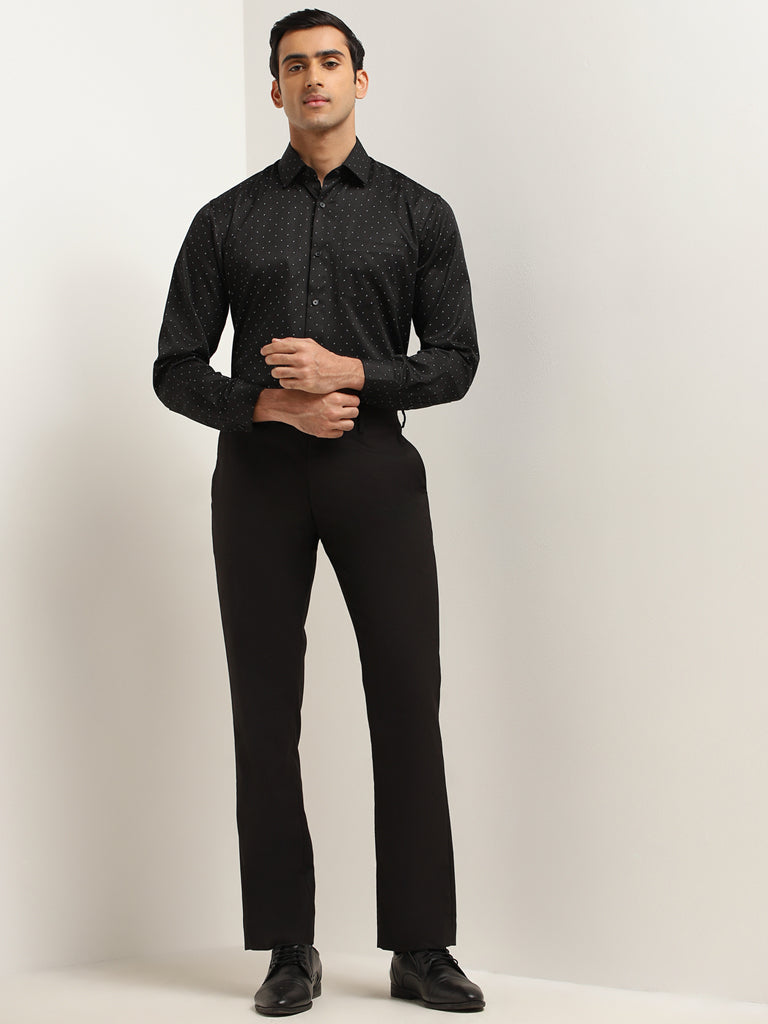 WES Formals Black Relaxed Fit Shirt