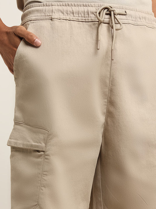 Nuon Beige Relaxed Fit Cargo-Style Shorts