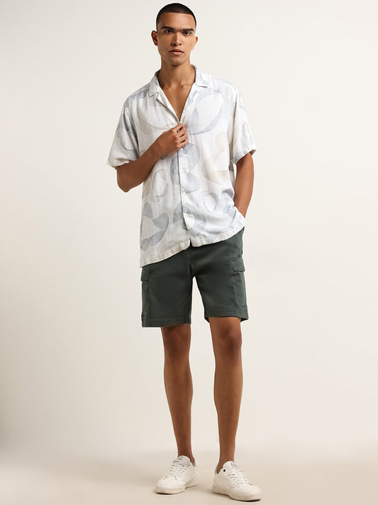 Nuon Olive Relaxed Fit Cargo Style Shorts