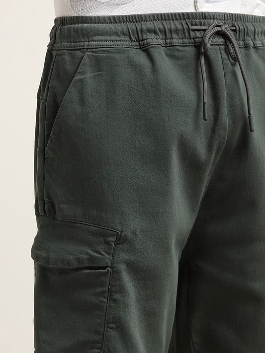 Nuon Olive Relaxed Fit Cargo Style Shorts