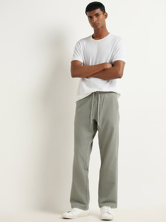 Nuon Sage Cotton Relaxed Fit Mid Rise Pants