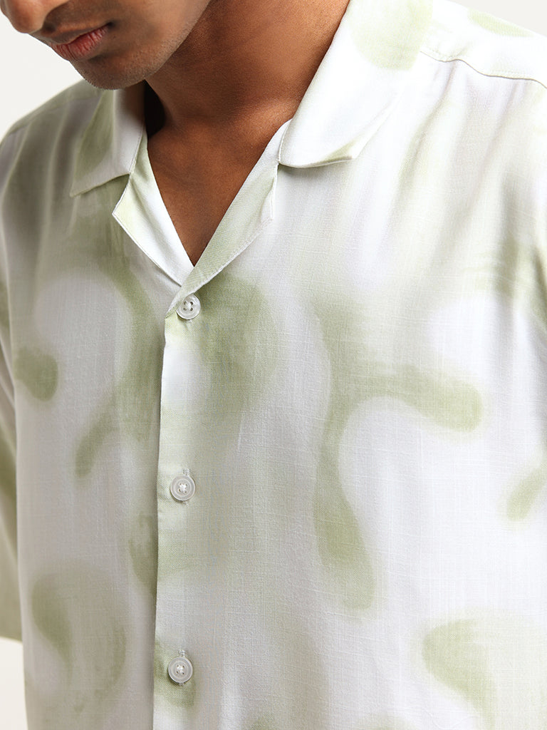 Nuon Green Cotton Relaxed-Fit Shirt