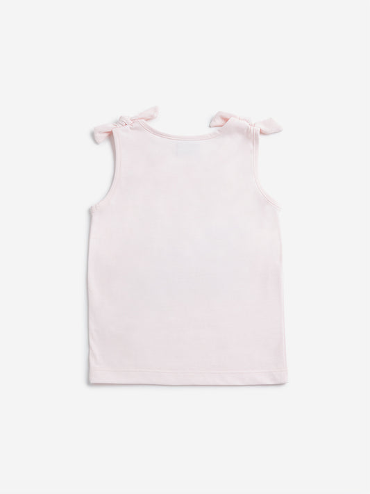 HOP Kids Light Pink Sequinned T-Shirt