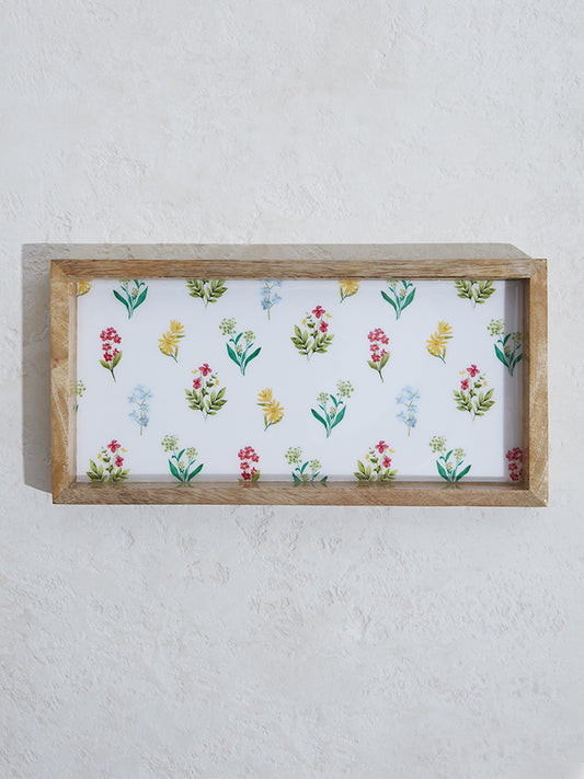 Westside Home Multicolour Floral Text Design Serving Tray