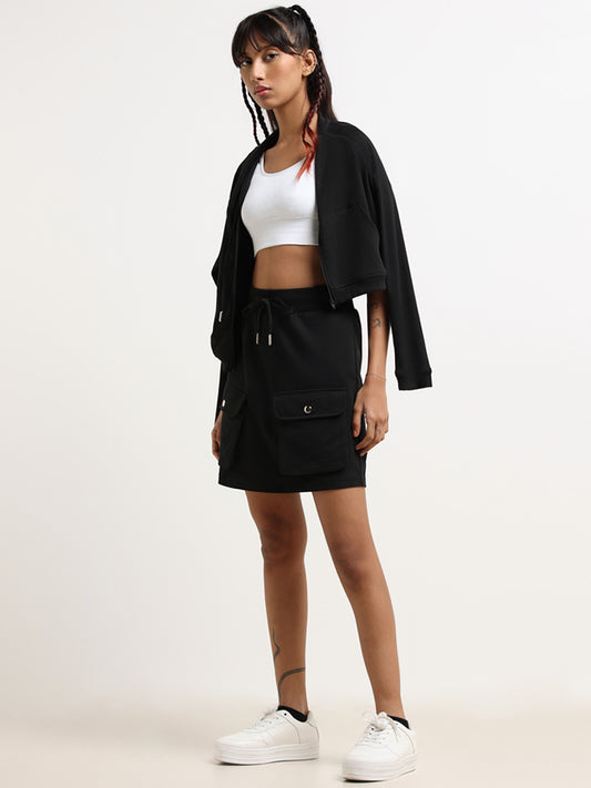 Studiofit Black Cotton Mini Skirt