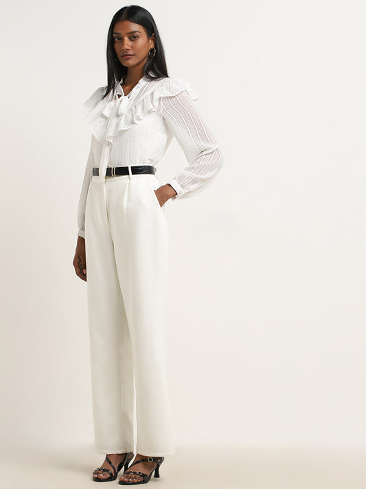 Wardrobe White Seersucker Blouse with Camisole Set